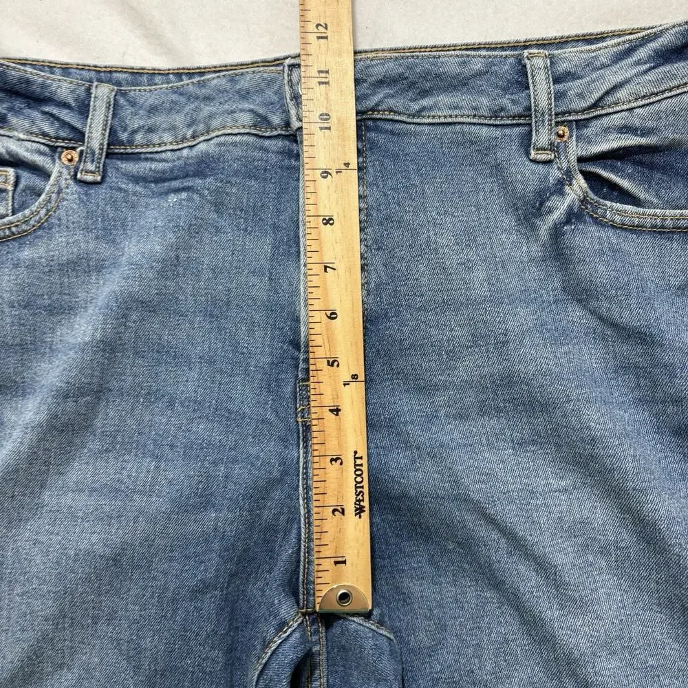 Old Navy Women's 20 High Rise Curvy O.G. Straight Ripped Blue Jeans (40x28) - Picture 12 of 13